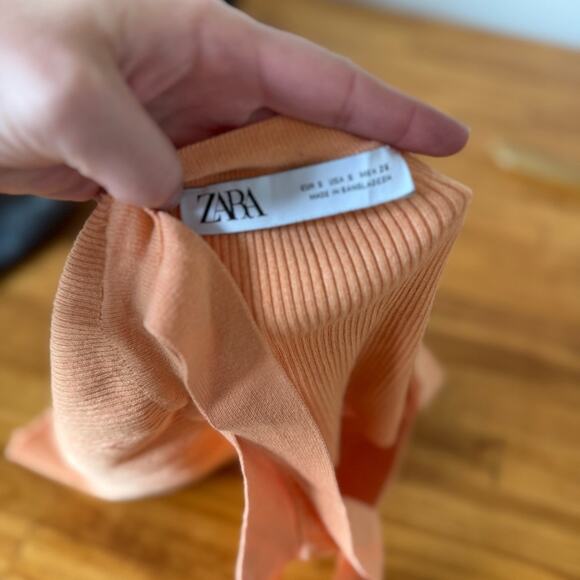 Zara Knit Cropped Square Tank Top Orange Cream Size Small - Picture 3 of 6